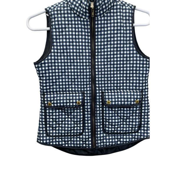 Cambridge Dry Goods Gingham Quilted Vest Navy White Preppy Classic Sz Small - Picture 3 of 11